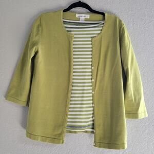 Jones New York Sport 2 Piece Set Striped Top and Matching Cardigan Women's XL